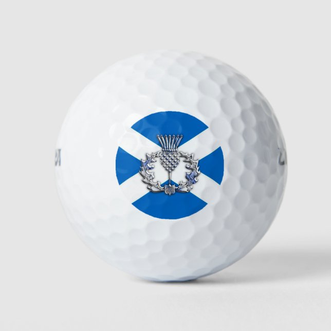 Chrome Style Print Scottish Thistle on Flag Golfball (Vorderseite)