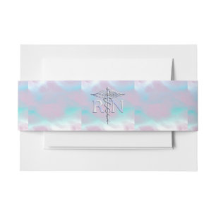 Chrome Style RN Caduceus Medical Mother Pearl Look Einladungsbanderole