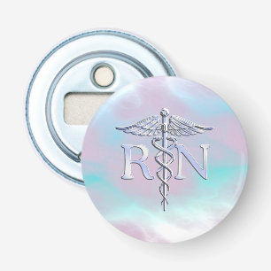 Chrome Style RN Caduceus Medical Mother Pearl Look Flaschenöffner