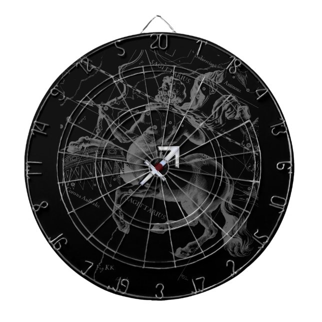 Chrome Style Sagittarius Zodiac-Zeichen auf Heveli Dartscheibe (vorne)