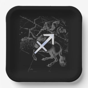 Chrome Style Sagittarius Zodiac-Zeichen auf Heveli Pappteller