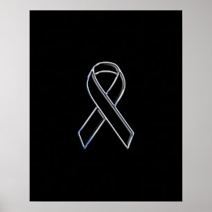 Chrome Style Schwarzes Band Bewusstsein Poster