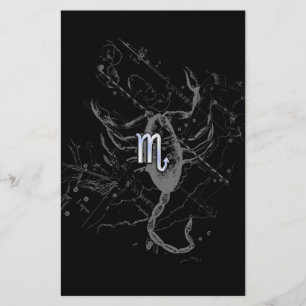 Chrome Style Scorpio Zodiac Symbol auf Hevelius Briefpapier