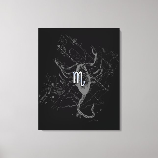 Chrome Style Scorpio Zodiac Symbol auf Hevelius Leinwanddruck (Vorderseite)