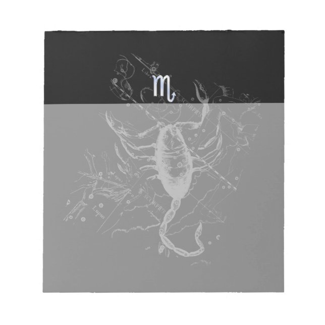 Chrome Style Scorpio Zodiac Symbol auf Hevelius Notizblock (Vorderseite)