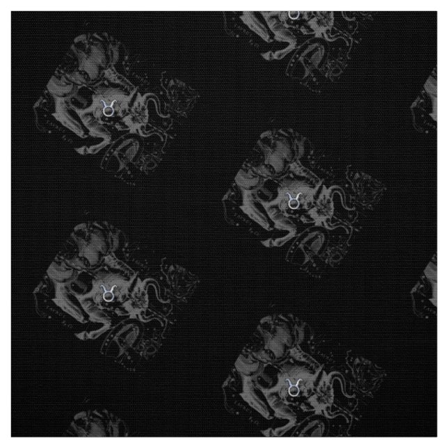Chrome Style Taurus Zodiac-Zeichen auf Hevelius Bl Stoff (Muster)