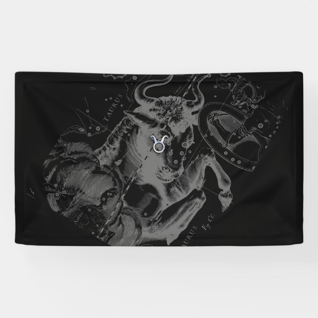 Chrome Style Taurus Zodiac-Zeichen auf Hevelius De Banner (Horizontal)