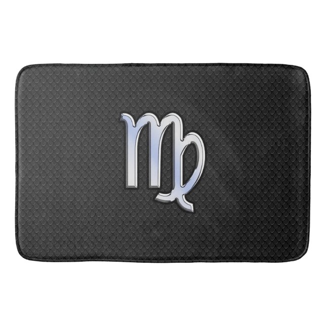 Chrome Style Virgo Zodiac Sign auf Schlangenhaut Badematte (Vorderseite)