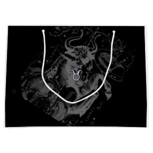 Chrome Taurus Zodiac-Zeichen auf Hevelius Style Große Geschenktüte