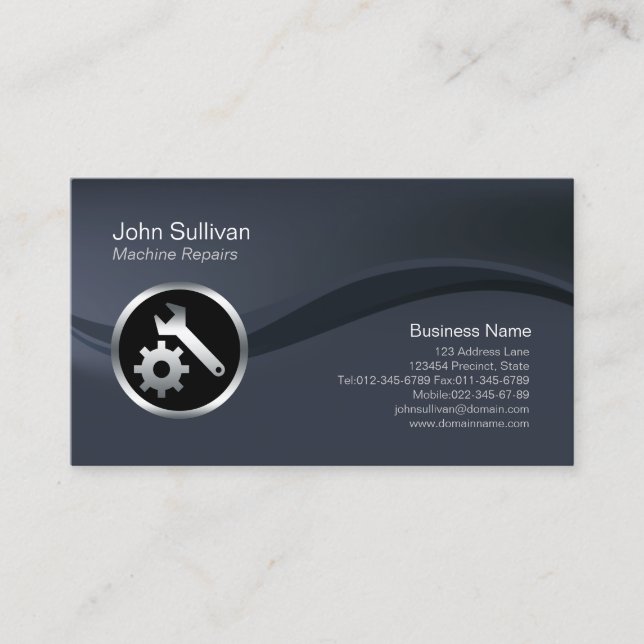Chrome Tools Icon Machine Reparatur Business Card Visitenkarte (Vorderseite)