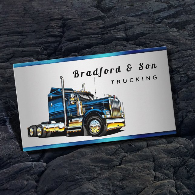 Chrome Transport Blue Semi Trucking Company Visitenkarte (Von Creator hochgeladen)