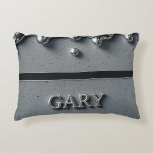 Chrome-Tropf Gary Name Elegant Silber Luxus Dekokissen