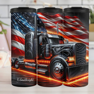 Chrome Truck American Flag Spark Thermosbecher