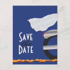 Chrome und Spitzen-Biker Save the Date Postkarte