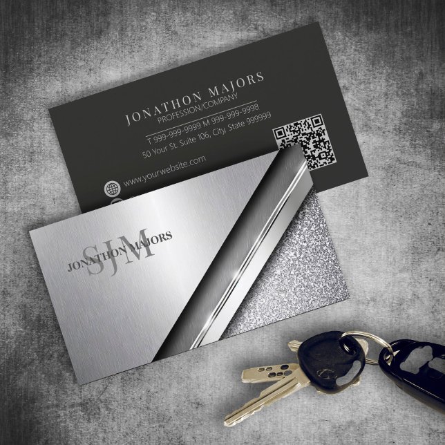 Chrome- und Stone-Monogramm-ID1042 Visitenkarte (Von Creator hochgeladen)