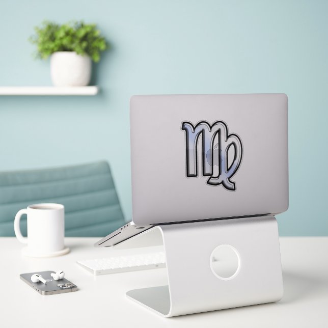 Chrome Virgo Zodiac Sign auf Schlangenhaut Stil Aufkleber (Laptop auf Schreibtisch)