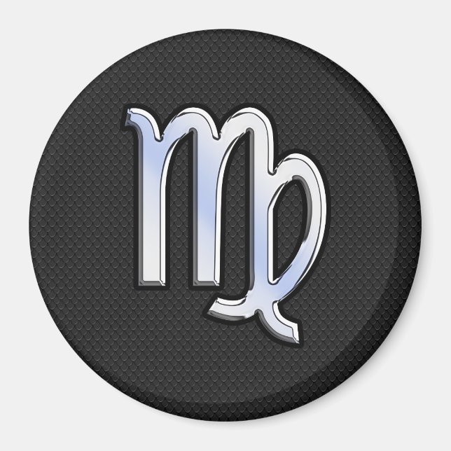Chrome Virgo Zodiac Sign auf Schlangenhaut Stil Magnet (Vorne)