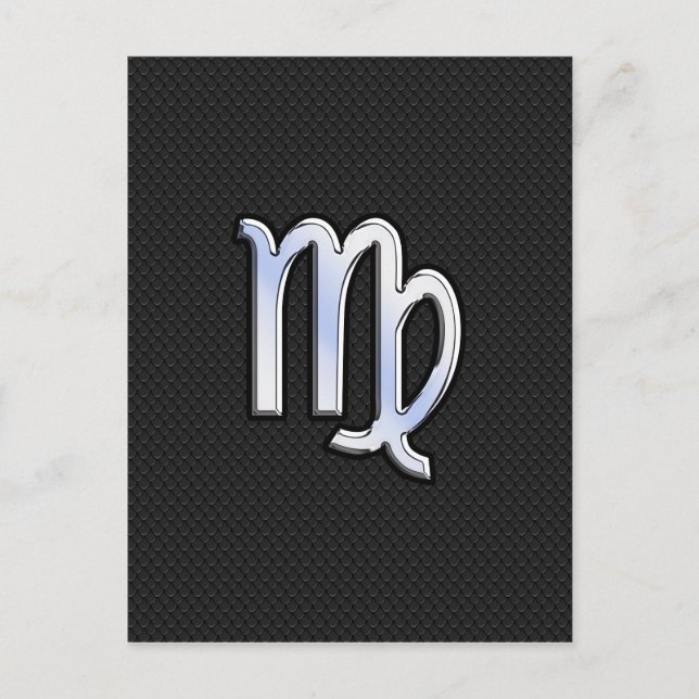 Chrome Virgo Zodiac Sign auf Schlangenhaut Stil Postkarte (Vorderseite)