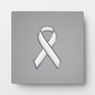 Chrome Weiße Schleife Awareness Carbonfaser Druck Fotoplatte