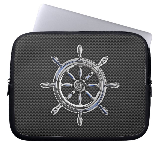Chrome Wheel auf Black Carbon Fibre Stilen Laptopschutzhülle (Vorderseite)