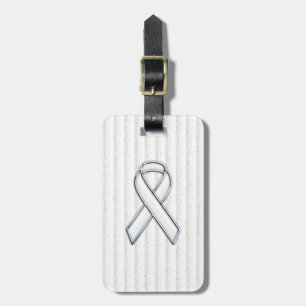 Chrome White Ribbon Awareness auf vertikalen Strei Gepäckanhänger