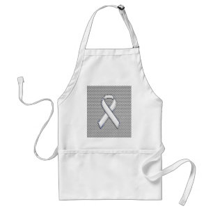 Chrome White Ribbon Awareness Carbon Fibre Dekor Schürze