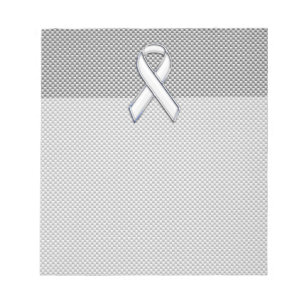Chrome White Ribbon Awareness Carbon Fibre Print Notizblock