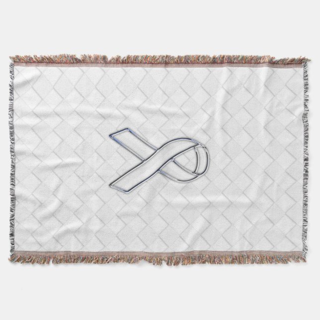 Chrome White Ribbon Awareness on Checkers Decke (Vorderseite)