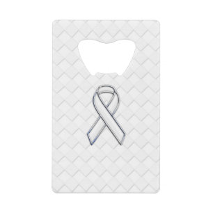 Chrome White Ribbon Awareness on Checkers Geldkarten Flaschenöffner