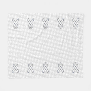 Chrome White Ribbon Bewusstsein auf Houndstooth St Fleecedecke