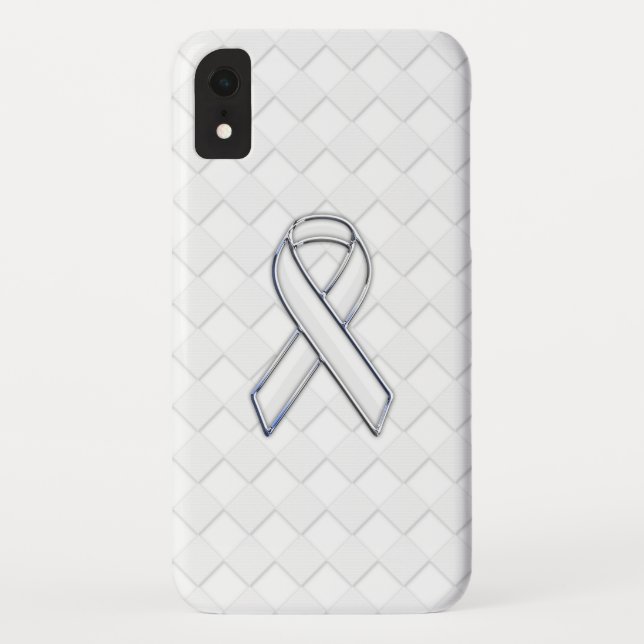 Chrome White Ribbon-Bewusstsein auf Schachbretter  Case-Mate iPhone Hülle (Rückseite)