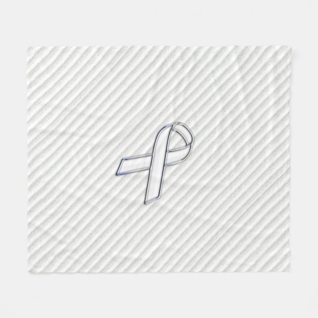 Chrome White Ribbon Bewusstsein in Granular Streif Fleecedecke (Vorderseite (Horizontal))