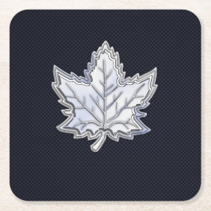 Chrome wie Ahornleaf auf Carbon Fibre Print Rechteckiger Pappuntersetzer