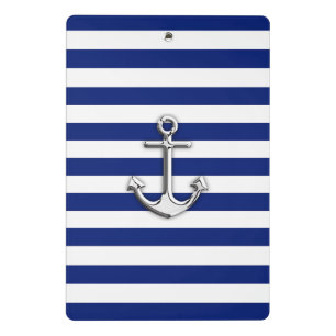 Chrome wie Anchor auf Blaustreifen der Nautischen  Mini Klemmbrett