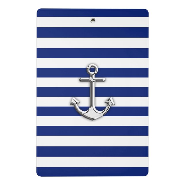 Chrome wie Anchor auf Blaustreifen der Nautischen  Mini Klemmbrett (Rückseite)