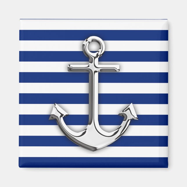 Chrome wie Ankerdesign auf Navy Stripes Magnet (Vorne)