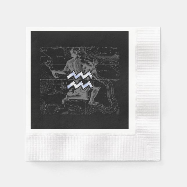 Chrome wie Aquarius-Zeichen auf Hevelius-Karte Serviette (Vorderseite)