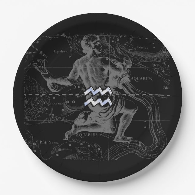Chrome wie Aquarius Zodiac-Zeichen auf Hevelius 16 Pappteller (Vorderseite)
