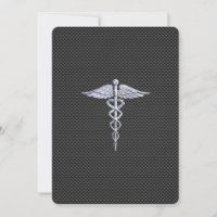 Chrome wie Caduceus Medical Symbol Carbon Fibre