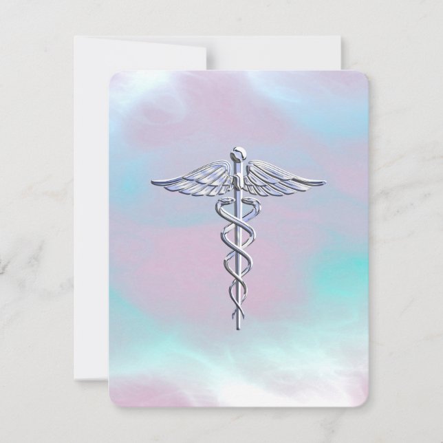 Chrome wie Caduceus Medical Symbol Mother Pearl (Vorderseite)