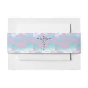 Chrome wie Caduceus Medical Symbol Mother Pearl Einladungsbanderole