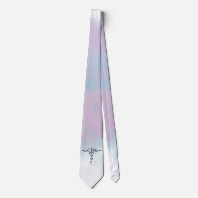 Chrome wie Caduceus Medical Symbol Mother Pearl Krawatte (Vorderseite)