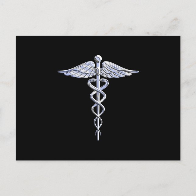 Chrome wie Caduceus Medical Symbol Postkarte (Vorderseite)