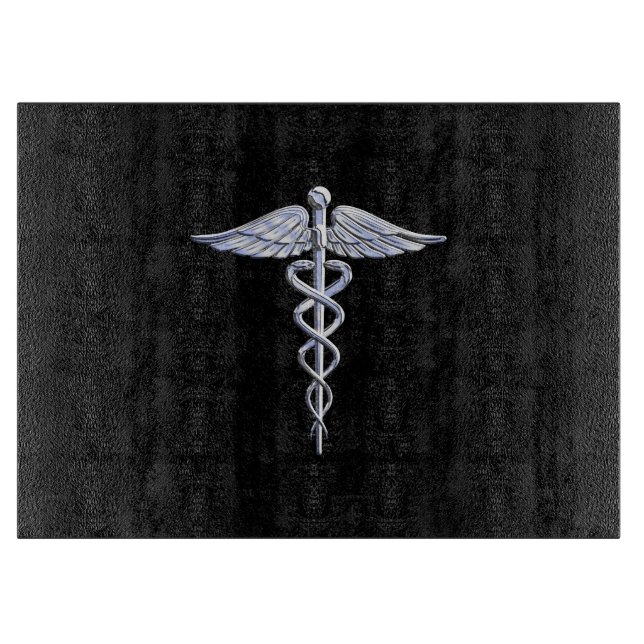 Chrome wie Caduceus Medical Symbol Schneidebrett (Vorderseite)