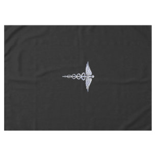 Chrome wie Caduceus Medical Symbol Schwarz Dekor Tischdecke