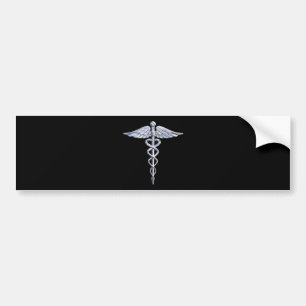 Chrome wie Caduceus-Medizin-Symbol Autoaufkleber