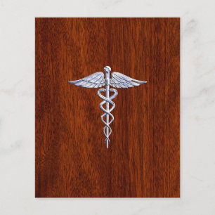 Chrome wie Caduceus Medizin Symbol Mahagoni Stil Flyer