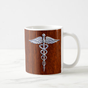Chrome wie Caduceus Medizinisches Symbol Mahagoni  Kaffeetasse