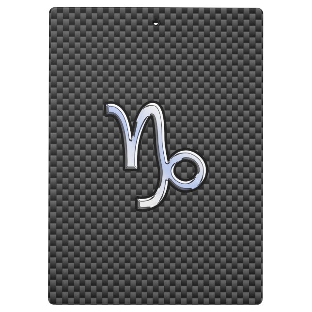 Chrome wie Capricorn-Schild mit schwarzem Kohlenst Klemmbrett (Rückseite)