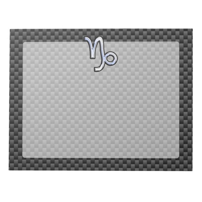 Chrome wie Capricorn-Schild mit schwarzem Kohlenst Notizblock (Vorderseite)